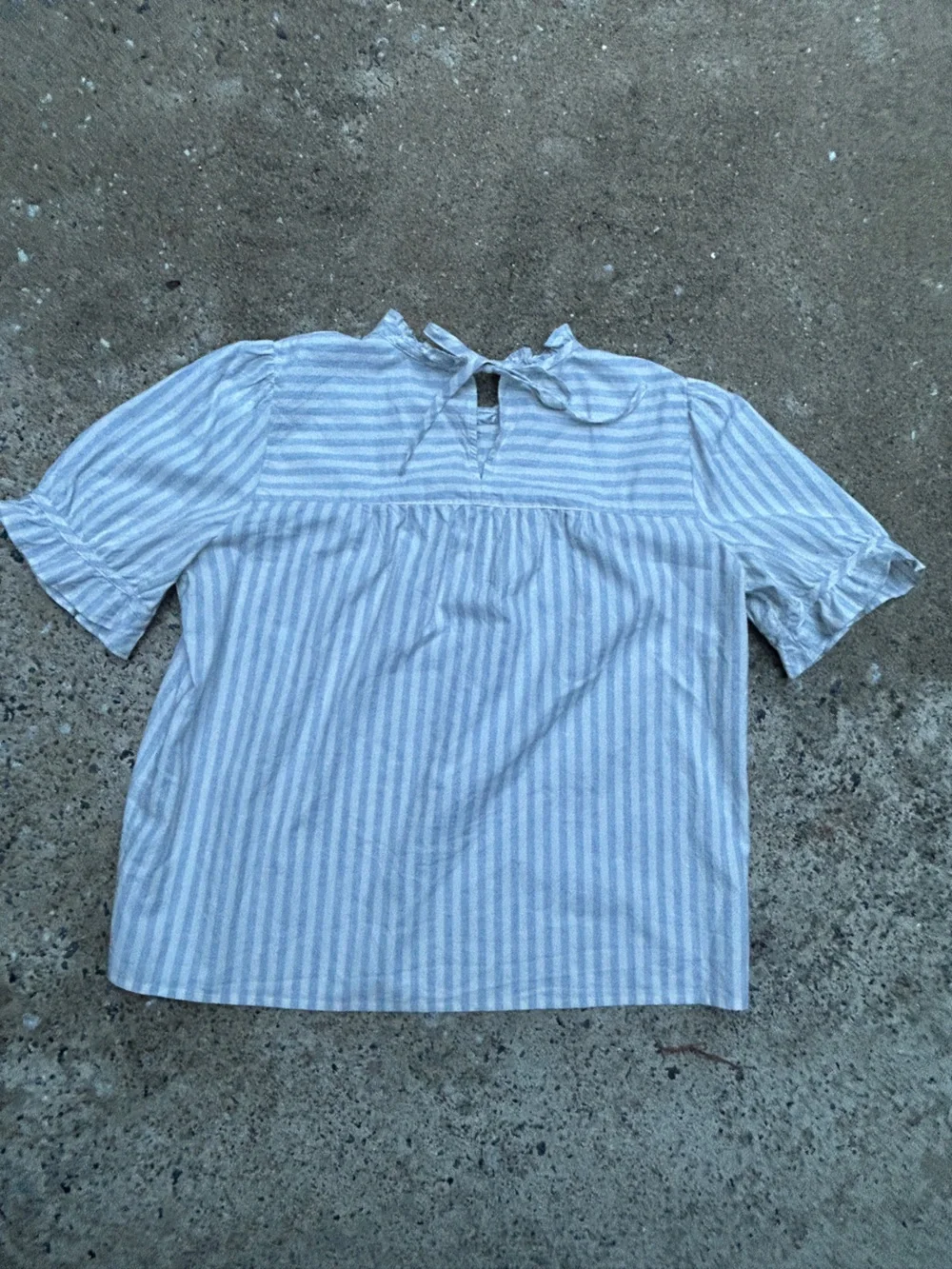 Madewell 100% Cotton Striped Peasant Blouse Blue & White Stripe Size Medium